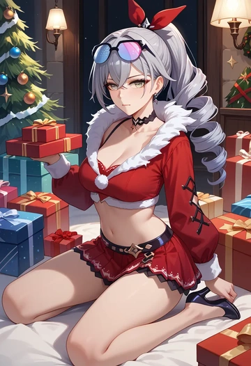 star rail,silver wolf,Christmas,skirt  - AI generated anime art